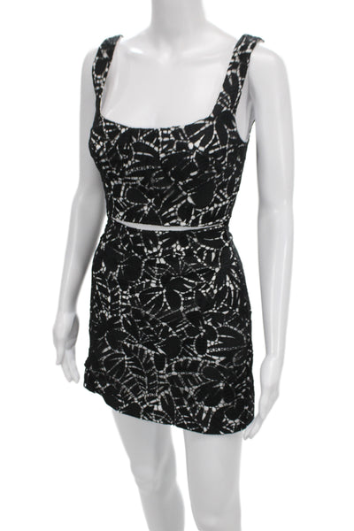 Michael Michael Kors Womens Black Floral Lace Sleeveless Square Neck Top Size 2