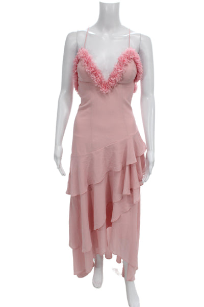 ALB By Anne Louise Womens Maxi Slip Dress Pink V-Neck Sleeveless Boho Size XS