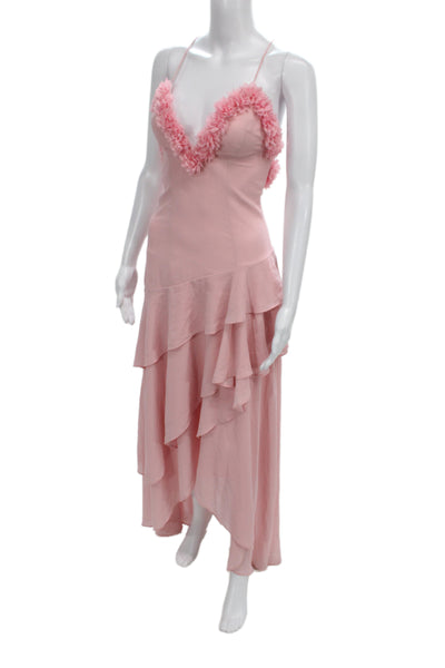 ALB By Anne Louise Womens Maxi Slip Dress Pink V-Neck Sleeveless Boho Size XS