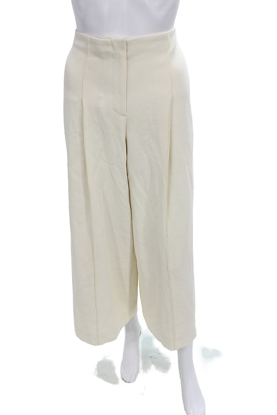 Theory Women Cropped Dress Pants White Hook & Eye Triacetate Size 4