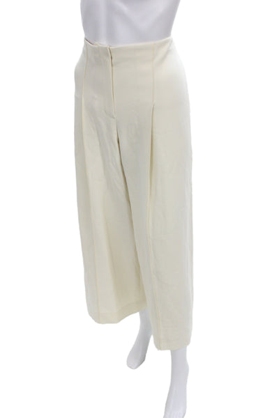 Theory Women Cropped Dress Pants White Hook & Eye Triacetate Size 4