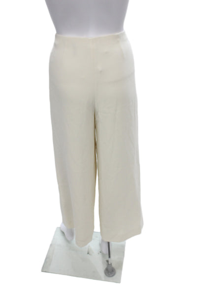 Theory Women Cropped Dress Pants White Hook & Eye Triacetate Size 4