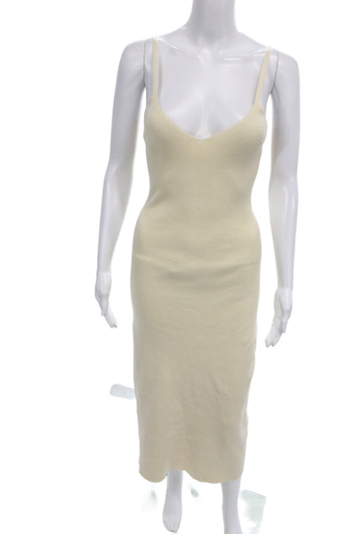 La Maille Sezane Women Slip Dress Beige V-Neck Knee Length Sleeveless Size XS