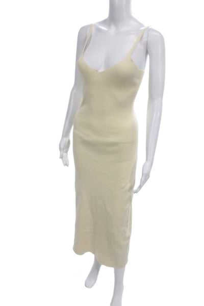 La Maille Sezane Women Slip Dress Beige V-Neck Knee Length Sleeveless Size XS