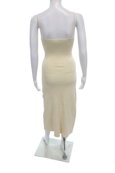 La Maille Sezane Women Slip Dress Beige V-Neck Knee Length Sleeveless Size XS
