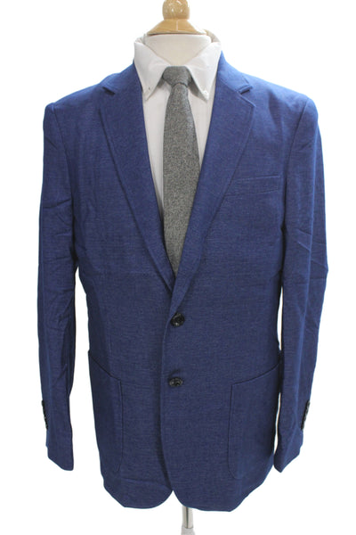 Grace Karin Mens Blazer Blue Collared Button Long Sleeve Solid Classic Size L