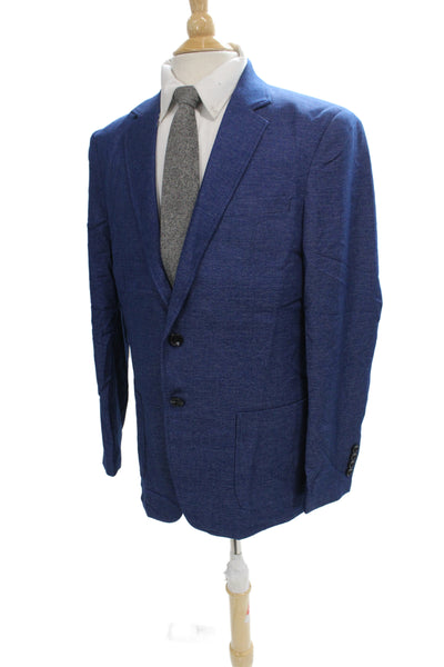 Grace Karin Mens Blazer Blue Collared Button Long Sleeve Solid Classic Size L