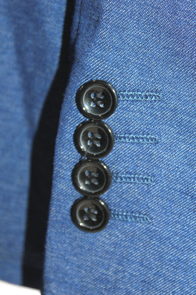 Grace Karin Mens Blazer Blue Collared Button Long Sleeve Solid Classic Size L