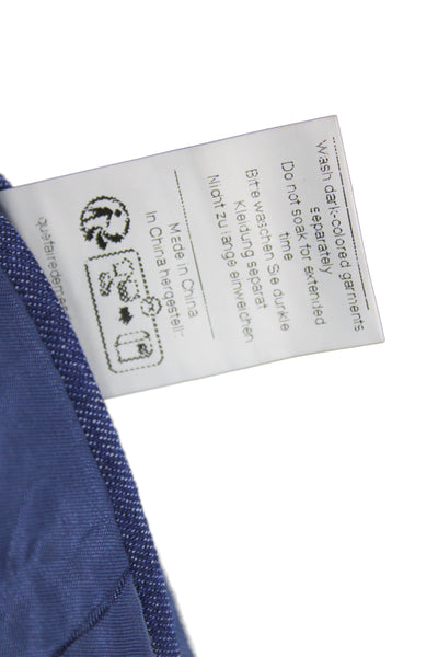 Grace Karin Mens Blazer Blue Collared Button Long Sleeve Solid Classic Size L