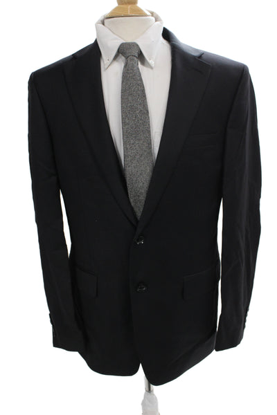 Calvin Klein Mens Black Classic Wool Blend Suit Jacket Collared Button Size 42