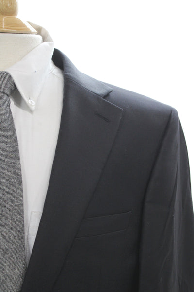 Calvin Klein Mens Black Classic Wool Blend Suit Jacket Collared Button Size 42