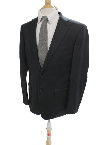 Calvin Klein Mens Black Classic Wool Blend Suit Jacket Collared Button Size 42