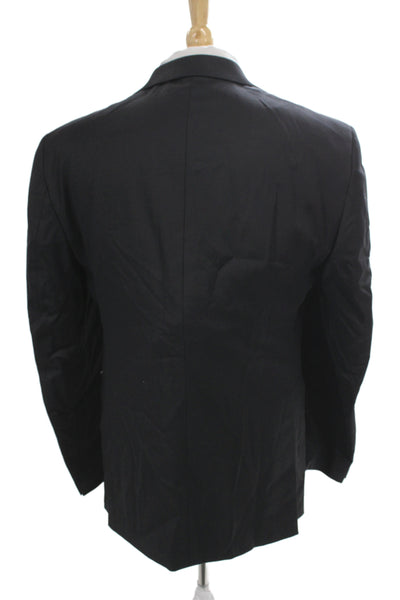 Calvin Klein Mens Black Classic Wool Blend Suit Jacket Collared Button Size 42