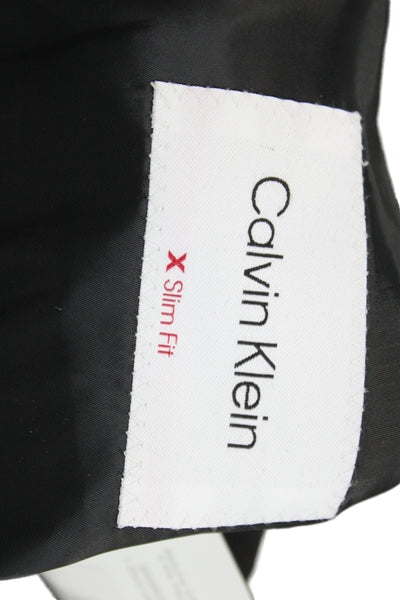 Calvin Klein Mens Black Classic Wool Blend Suit Jacket Collared Button Size 42