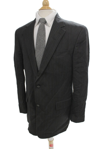 Austin Reed Mens Dark Gray Striped Wool Suit Jacket Size 41