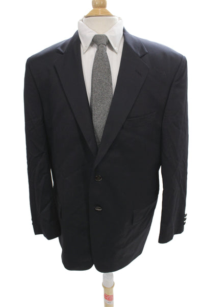 Super 110's Mens Dark Blue Wool Classic Blazer Button Long Sleeve Size 44