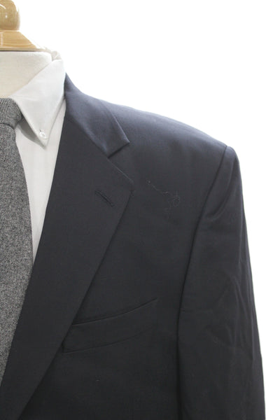 Super 110's Mens Dark Blue Wool Classic Blazer Button Long Sleeve Size 44