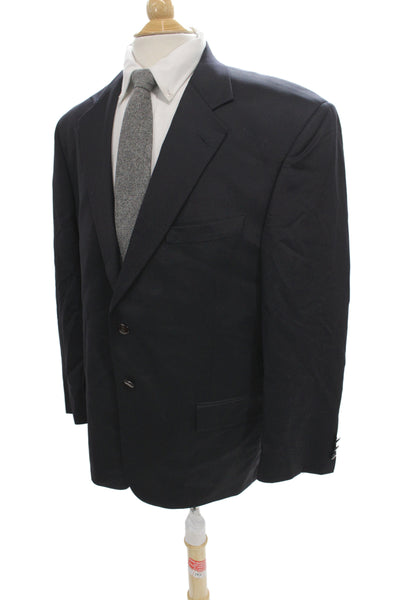 Super 110's Mens Dark Blue Wool Classic Blazer Button Long Sleeve Size 44