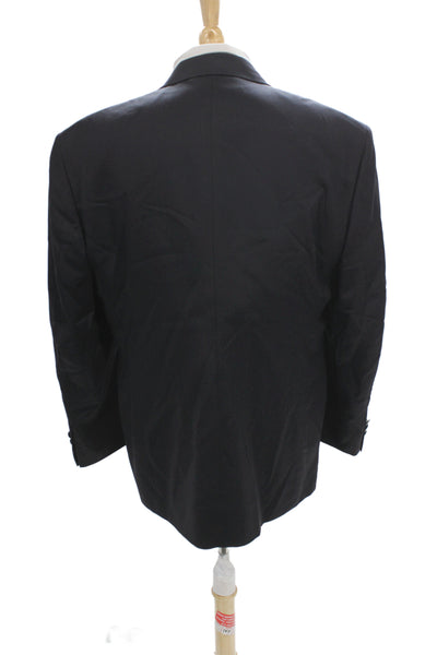 Super 110's Mens Dark Blue Wool Classic Blazer Button Long Sleeve Size 44
