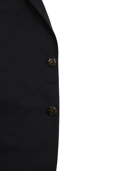 Super 110's Mens Dark Blue Wool Classic Blazer Button Long Sleeve Size 44