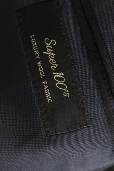 Super 110's Mens Dark Blue Wool Classic Blazer Button Long Sleeve Size 44