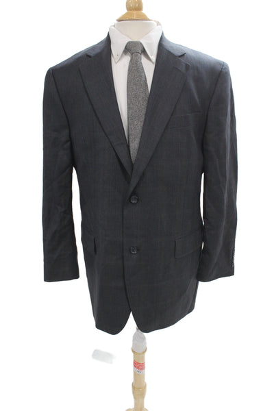 Joseph & Feiss Mens 2 Piece Dark Gray Herringbone Suit Jacket Size 42