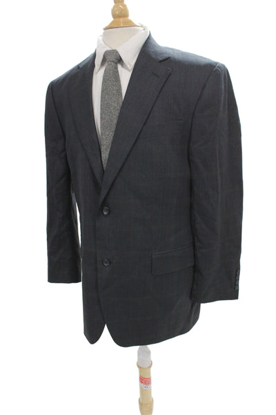 Joseph & Feiss Mens 2 Piece Dark Gray Herringbone Suit Jacket Size 42