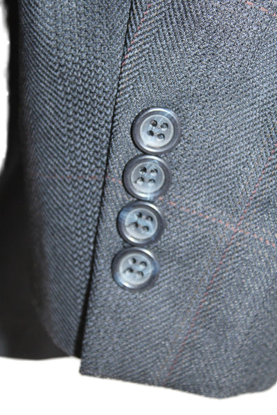 Joseph & Feiss Mens 2 Piece Dark Gray Herringbone Suit Jacket Size 42