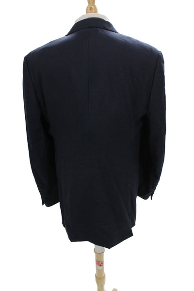 Byron Mens Dark Blue Classic Blazer Button Front Long Sleeve Size 44