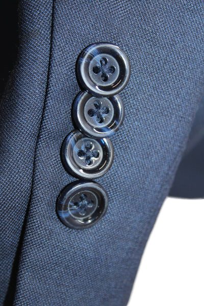 Byron Mens Dark Blue Classic Blazer Button Front Long Sleeve Size 44