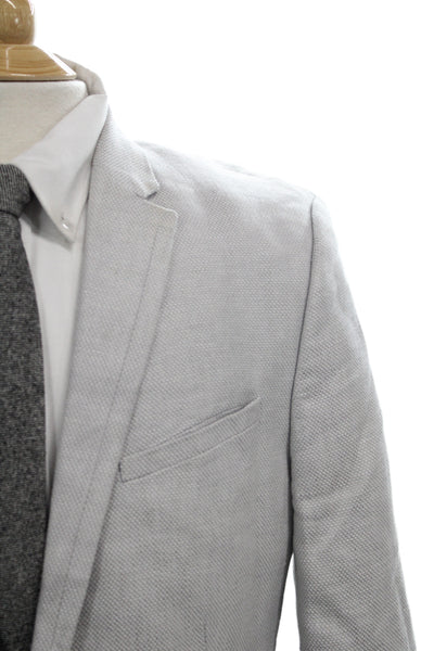 Calvin Klein Mens Gray Solid Wool Blend Blazer Button Closure Size 40