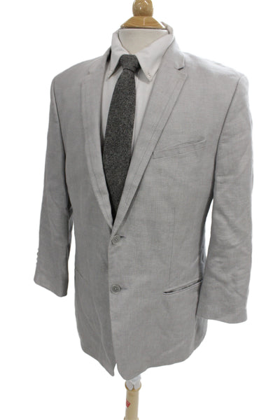 Calvin Klein Mens Gray Solid Wool Blend Blazer Button Closure Size 40