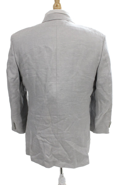 Calvin Klein Mens Gray Solid Wool Blend Blazer Button Closure Size 40