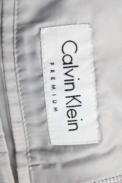 Calvin Klein Mens Gray Solid Wool Blend Blazer Button Closure Size 40