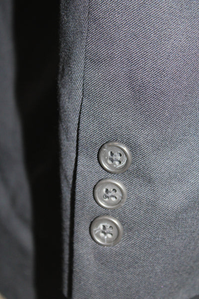 Roundtree & York Mens Dark Blue Wool Blend Suit Jacket Button Collared Size 44