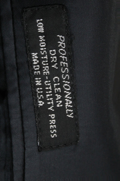 Roundtree & York Mens Dark Blue Wool Blend Suit Jacket Button Collared Size 44