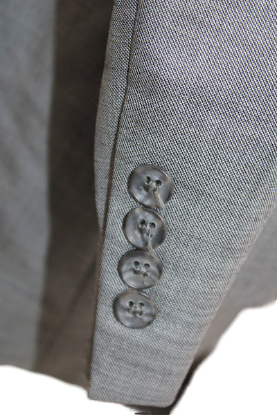 Stafford Mens Gray Wool Solid Suit Jacket Button Collared Long Sleeve Size 40