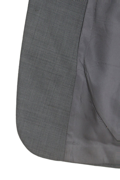 Stafford Mens Gray Wool Solid Suit Jacket Button Collared Long Sleeve Size 40