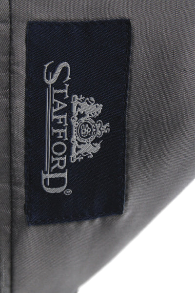 Stafford Mens Gray Wool Solid Suit Jacket Button Collared Long Sleeve Size 40