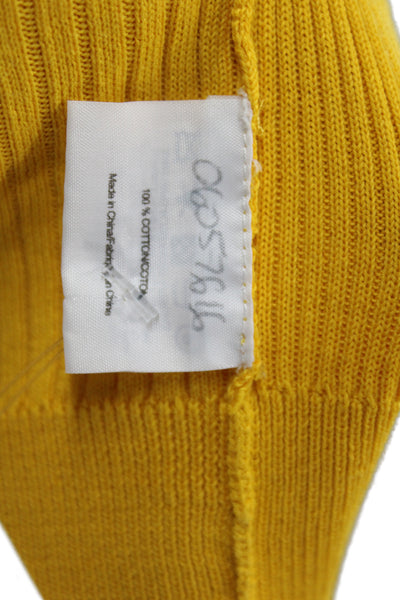 Tory Burch Unisex Yellow Cotton V Neck Button Long Sleeve Cardigan Size XL