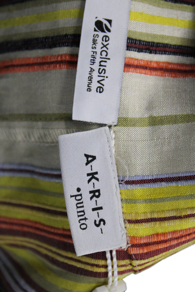 Akris Punto Women Yellow Striped Silk Collared Sleeveless Blouse Size 14