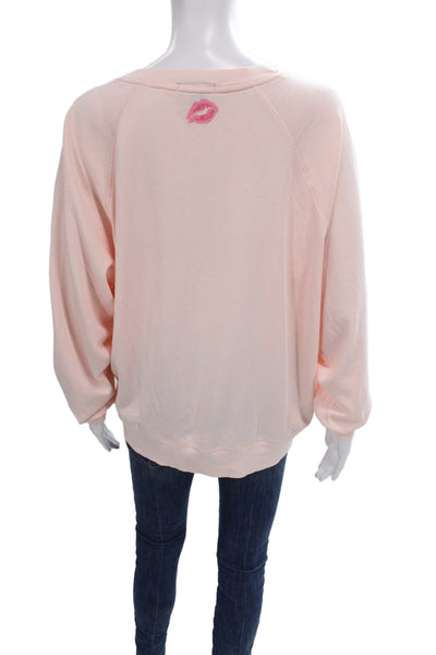 J Crew Women Pullover Sweatshirts Pink Cotton Crew Neck Long Sleeve Size M