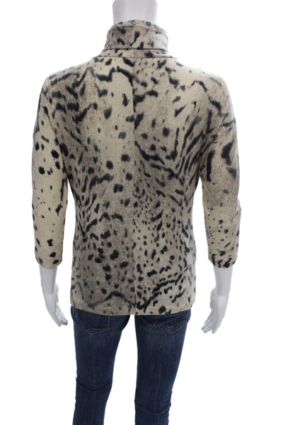 Max Mara Unisex Turtleneck Animal Print Pullover Beige Size M