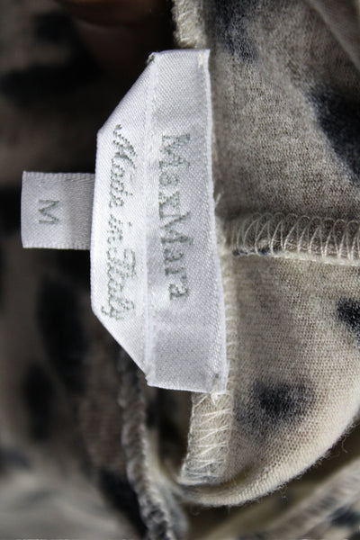 Max Mara Unisex Turtleneck Animal Print Pullover Beige Size M