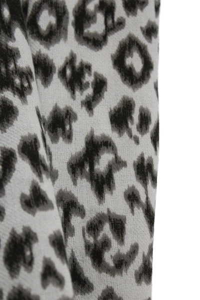 J Crew Womens Animal Print Wide Scarf White Grey