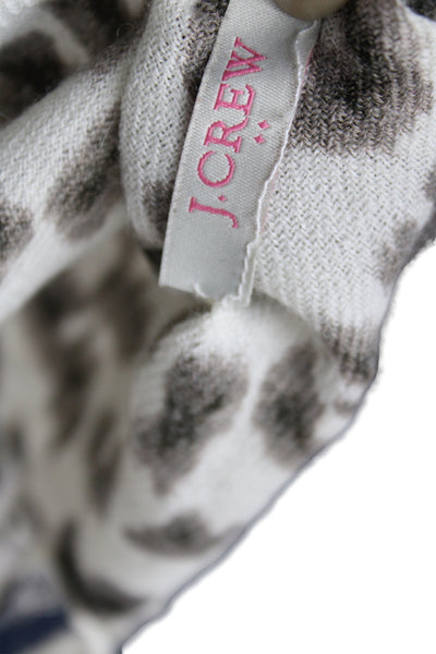 J Crew Womens Animal Print Wide Scarf White Grey