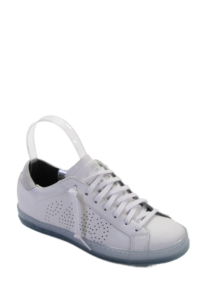 P448 Womens Leather Low Top Lace Up Sneakers White Size 35 5