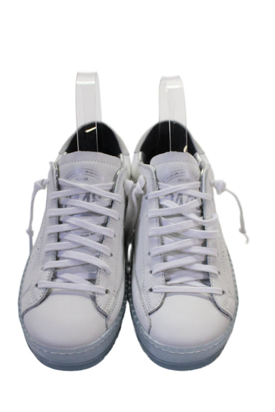 P448 Womens Leather Low Top Lace Up Sneakers White Size 35 5