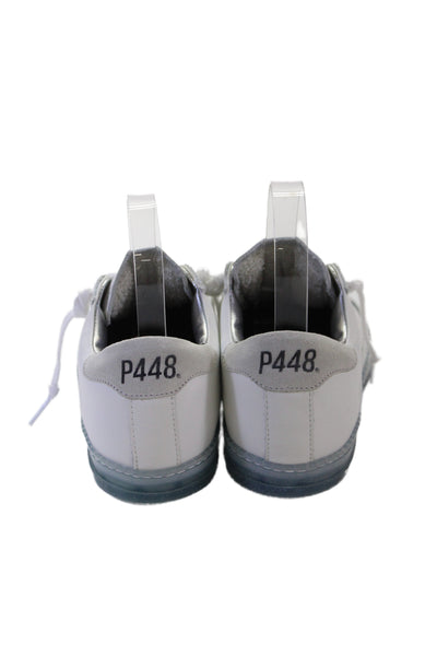 P448 Womens Leather Low Top Lace Up Sneakers White Size 35 5
