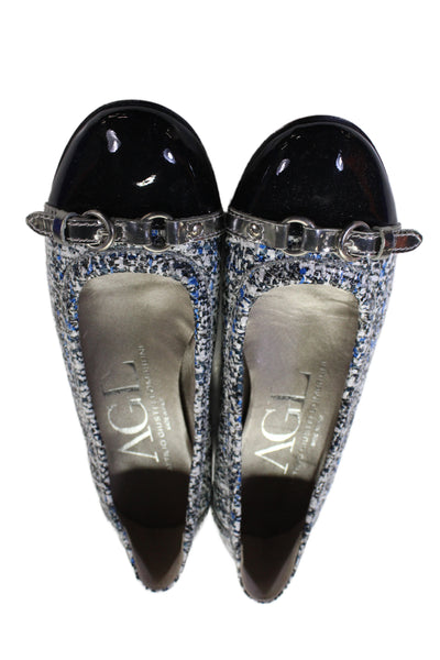 AGL Attilio Giusti Leombruni Womens Cap Toe Ballet Flats Blue Black Size 37 7